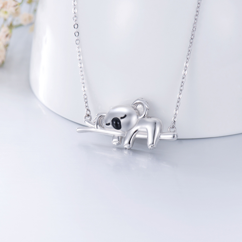 Sterling Silver Two-tone Sloth Pendant Necklace-5