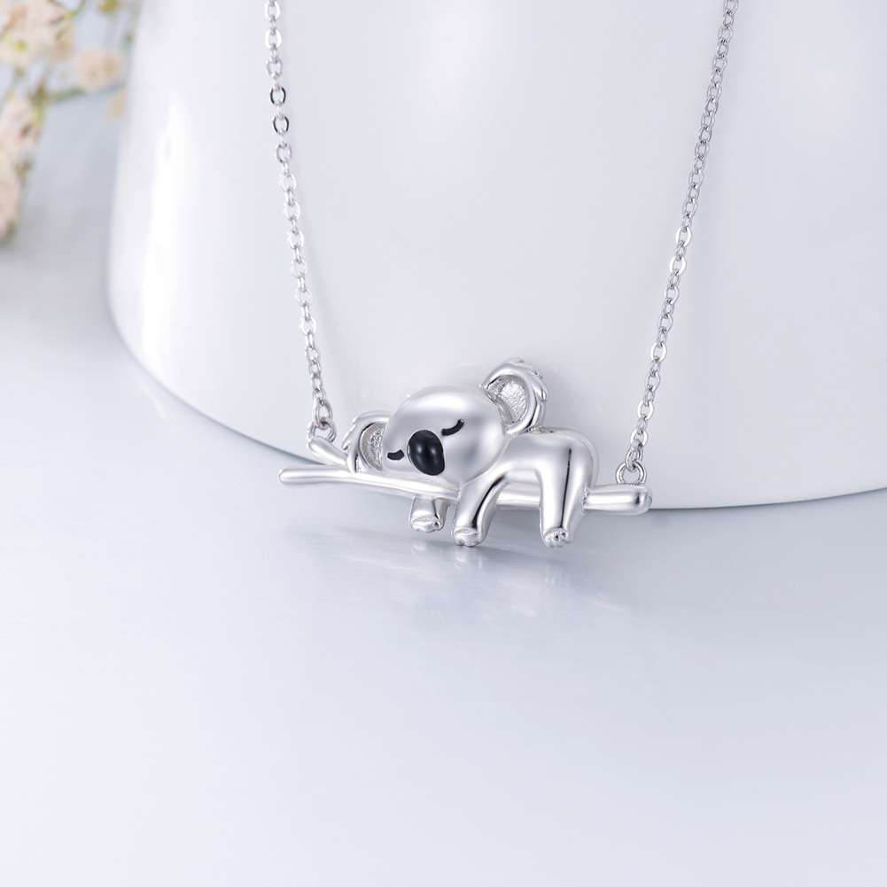 Sterling Silver Two-tone Sloth Pendant Necklace-5