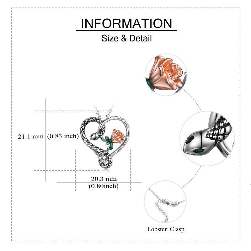 Sterling zilveren tweekleurige slang met rozenhart hanger ketting voor dames beste vriend-7