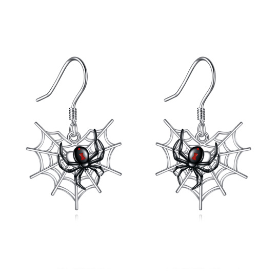 Sterling Silver Two-tone Spider Drop Earrings