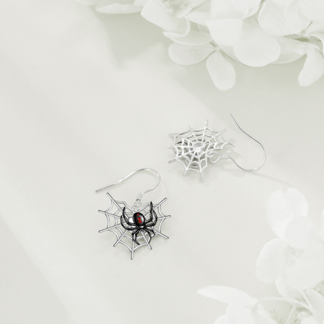 Sterling Silver Two-tone Spider Drop Earrings-3