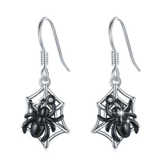 Pendants d'oreilles araignée en argent sterling bicolore à zircon cubique