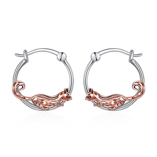 Sterling Silver Two-tone Squirrel Hoop Earrings