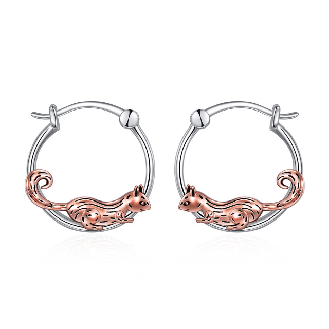 Boucles d'oreilles en argent sterling bicolore en forme d'écureuil-1