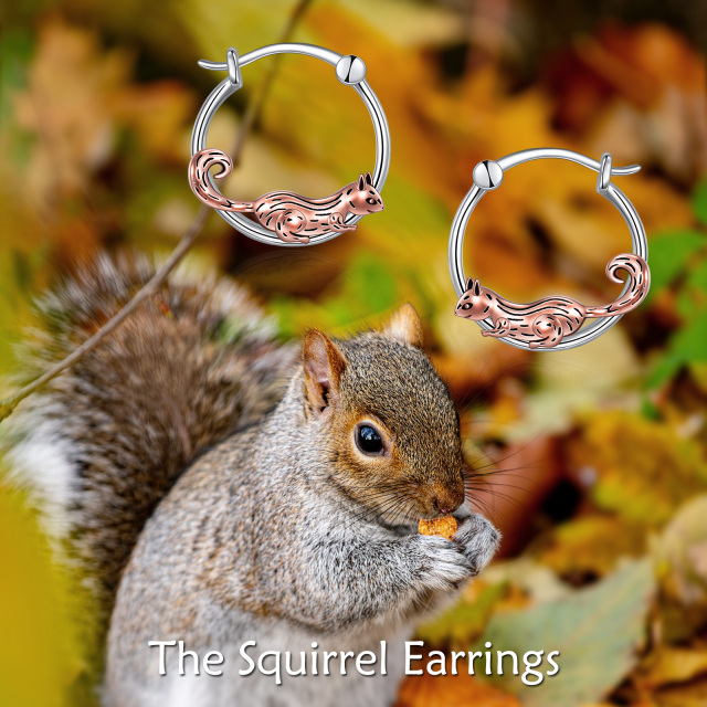 Sterling Silver Two-tone Squirrel Hoop Earrings-6