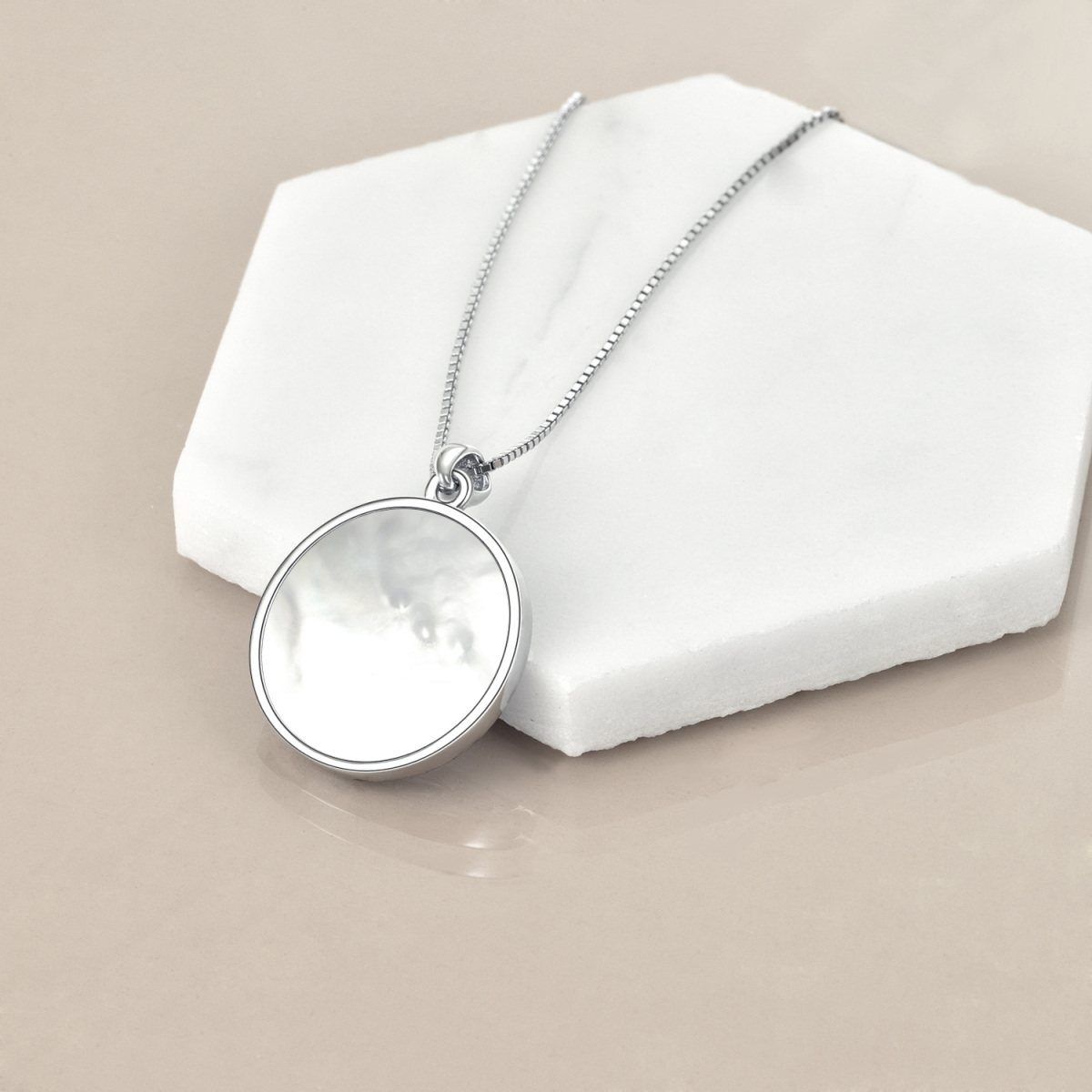 Sterling Silver Two-tone Cubic Zirconia Stethoscope Mother Of Pearl Heart Pendant Necklace-4