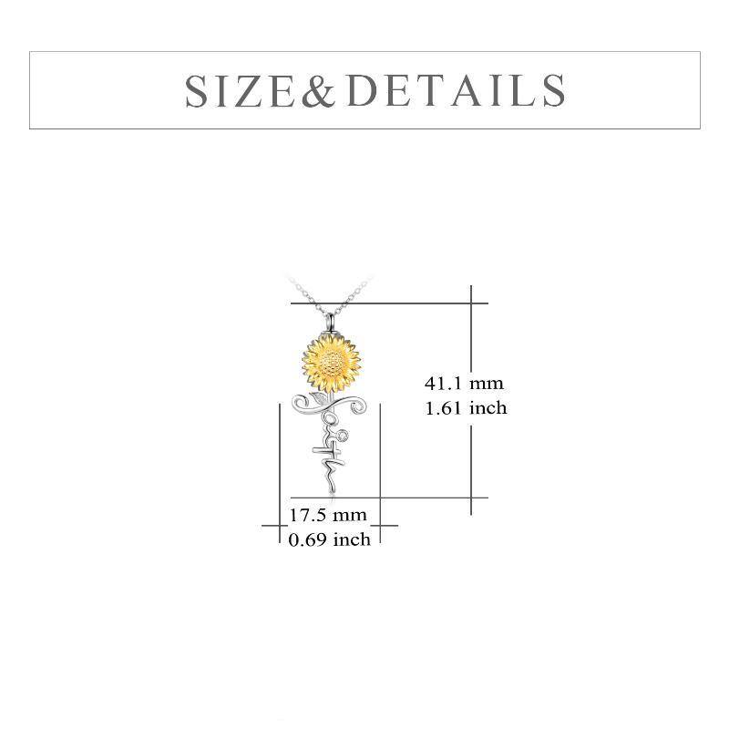 Collier urne funéraire en argent sterling avec croix tournesol et zircone cubique bicolore pour cendres-5