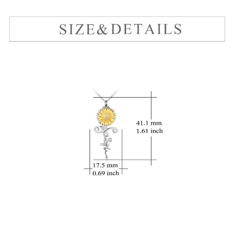 Sterling Silver Two-tone Cubic Zirconia Sunflower & Cross Urn Necklace for Ashes-5