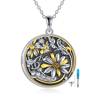 Sterling Silver Two-tone Sunflower Daisy Urn Necklace for Ashes-22