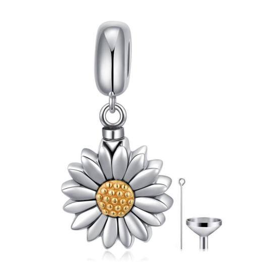 Sterling Silber zweifarbig Sonnenblume baumeln Charme