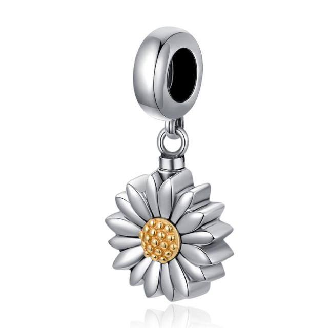 Sterling Silber zweifarbig Sonnenblume baumeln Charme-3