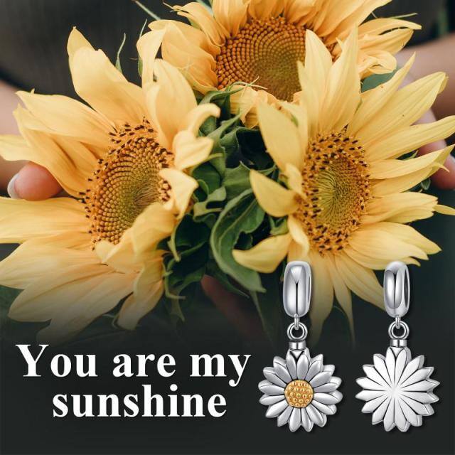 Sterling Silber zweifarbig Sonnenblume baumeln Charme-7