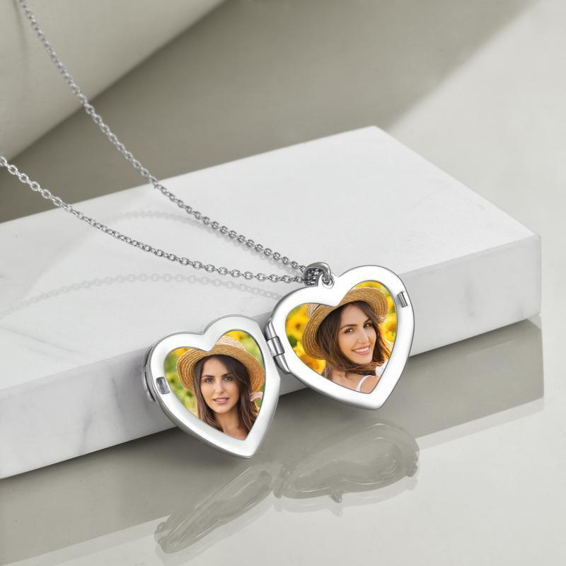 Collier en argent sterling avec mot gravé et cœur de tournesol personnalisé-4