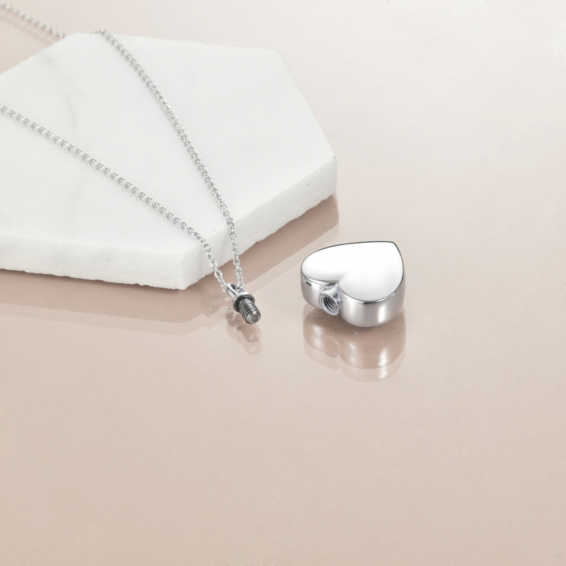 Colar de prata esterlina com dois tons de zircónias cúbicas, girassol e coração para cinza-3