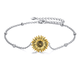 Bracelet en argent sterling avec pendentif tournesol bicolore-9