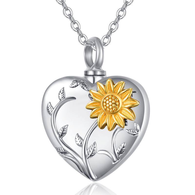 Collana con ciondolo a forma di girasole in argento sterling bicolore-1