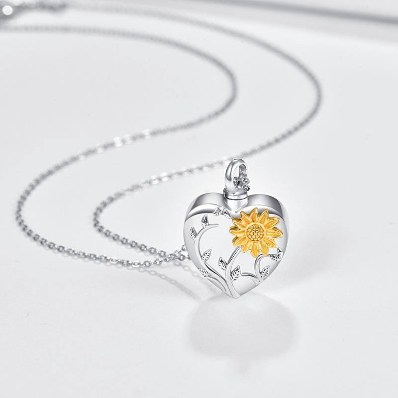 Zweifarbige Halskette mit Sonnenblumen-Anhänger aus Sterlingsilber-4