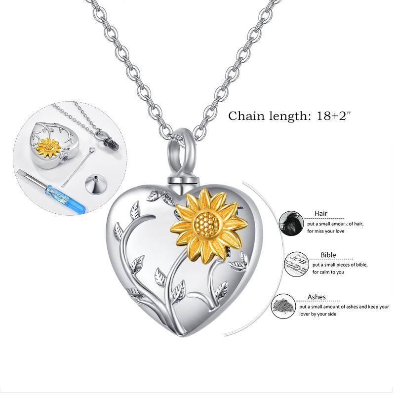 Collana con ciondolo a forma di girasole in argento sterling bicolore-6