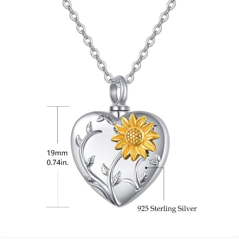 Collana con ciondolo a forma di girasole in argento sterling bicolore-7