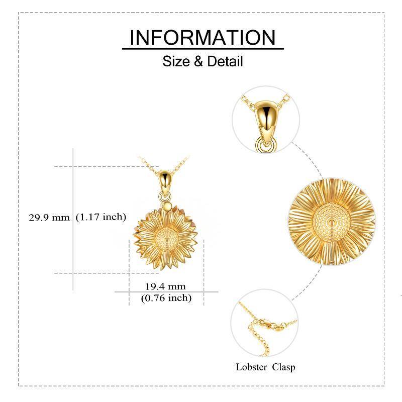 Sterling Silver Two-Tone Sunflower Personalised Photo Locket Necklace For Women-6