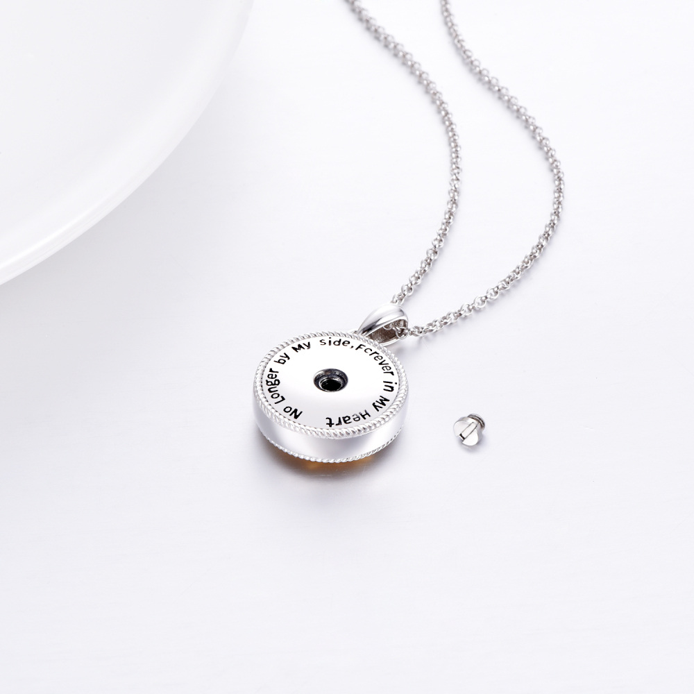 Sterling Silver Two-tone Sunflower Urn Necklace for Ashes with Engraved Word-4