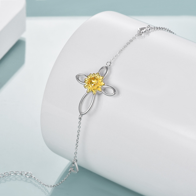 Collier d'urne pour cendres en argent sterling bicolore avec zircon cubique et tournesol-3