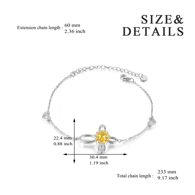 Collar Urna Girasol para Cenizas de Plata de Ley Bicolor con Circonitas Cúbicas-5