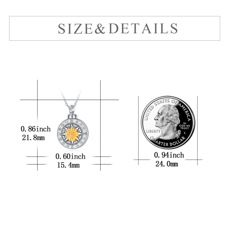 Sterling Silver Two-tone Cubic Zirconia Sunflower Urn Necklace for Ashes-6