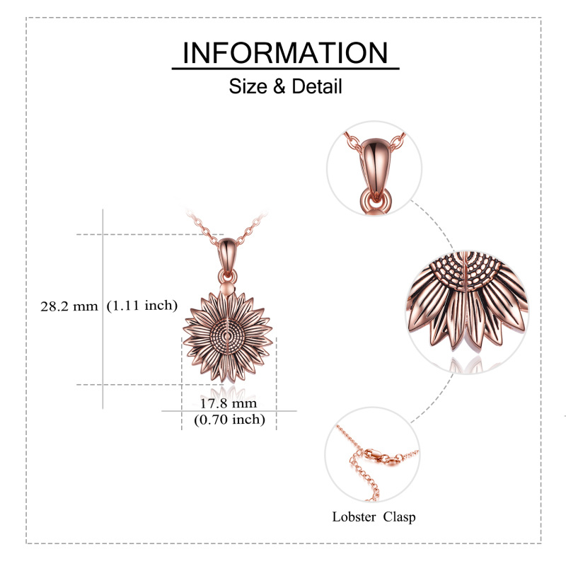 Sterling Zilveren Tweekleurige Zonnebloem Urn Ketting voor As met Gegraveerd Woord-6