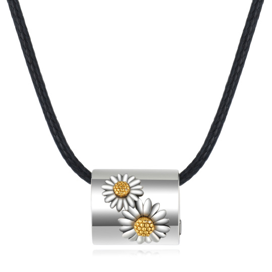 Sterling Silver Two-tone Sunflower Urn Necklace for Ashes