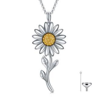 Sterling Silver Two-tone Sunflower Urn Necklace for Ashes-51