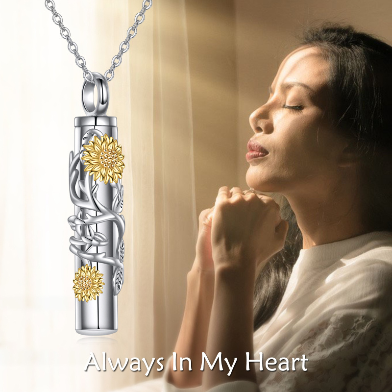 Collar Urna Girasol Plata de Ley Bicolor-6