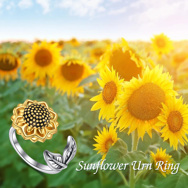 Bague en argent sterling en forme d'urne de tournesol bicolore-6