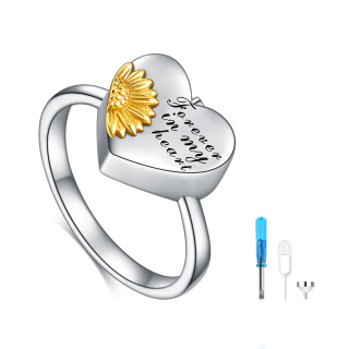 Sterling Silver Two-tone Sunflower Urn Ring-57