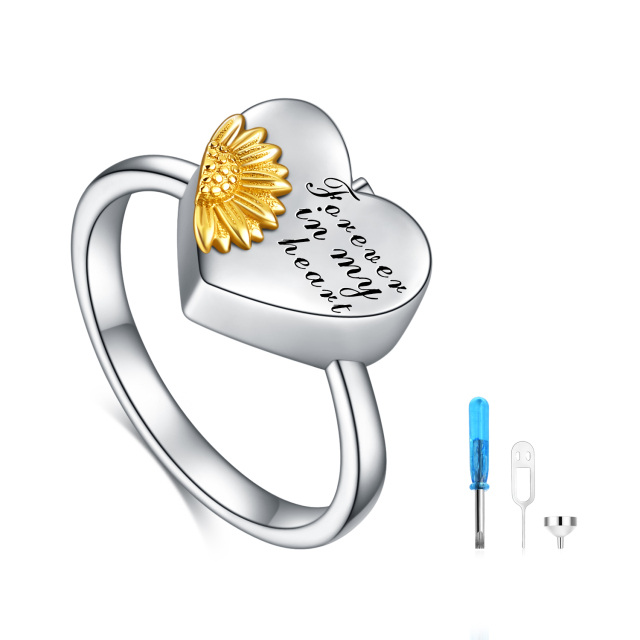 Sterling Zilveren Tweekleurige Zonnebloem Urn Ring-1