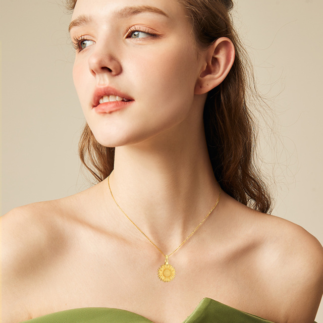 Sterling Zilveren Tweekleurige Zonnebloem You Are My Sunshine Crematie Urn Ketting voor As-2