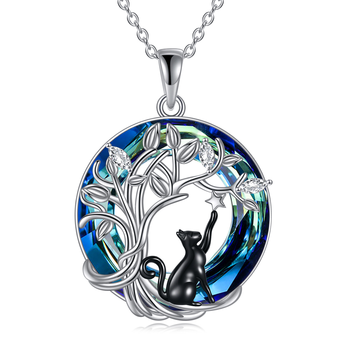 Collier à pendentif en cristal d'arbre de vie bicolore en argent sterling-1