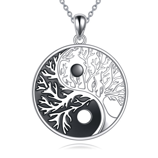 Collana con ciondolo bicolore in argento sterling con albero della vita