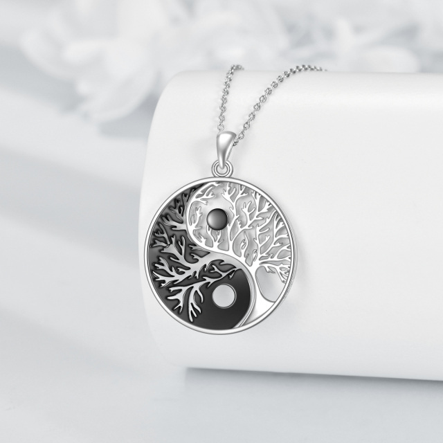 Collana con ciondolo bicolore in argento sterling con albero della vita-3