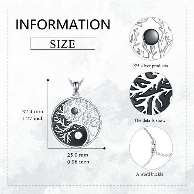 Zweifarbige Halskette mit Lebensbaum-Anhänger aus Sterlingsilber-5