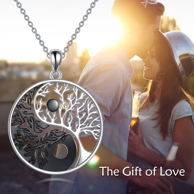 Sterling Silver Two-tone Tree Of Life Pendant Necklace-6