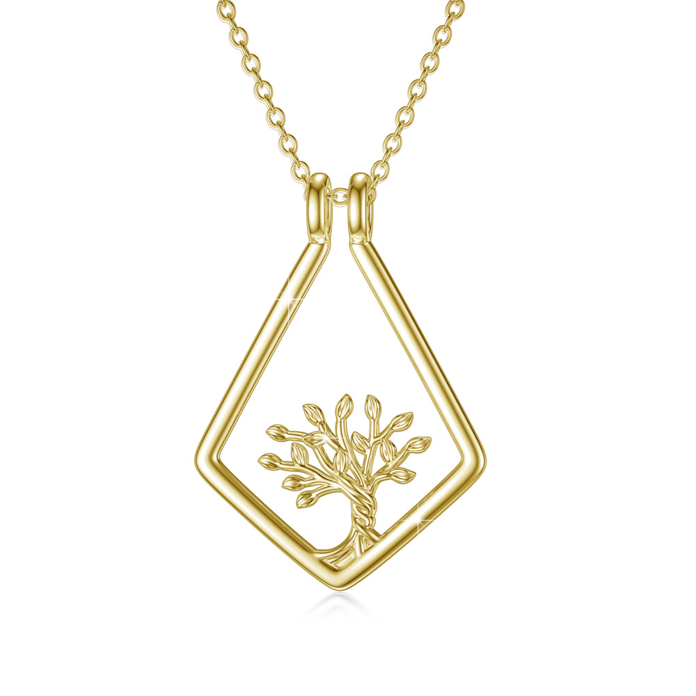 Sterling Silver Two-tone Tree Of Life Pendant Necklace-1