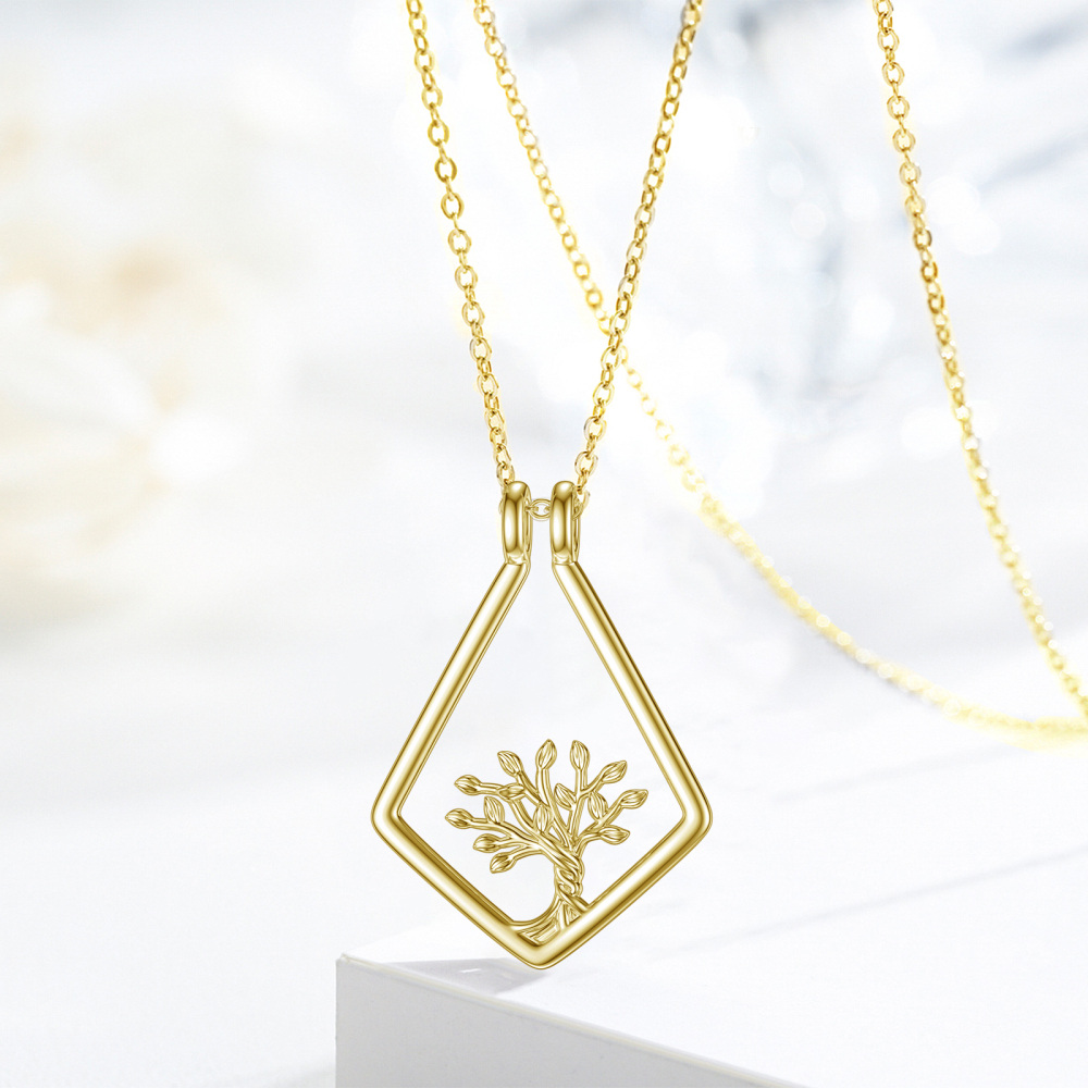 Sterling Silver Two-tone Tree Of Life Pendant Necklace-4