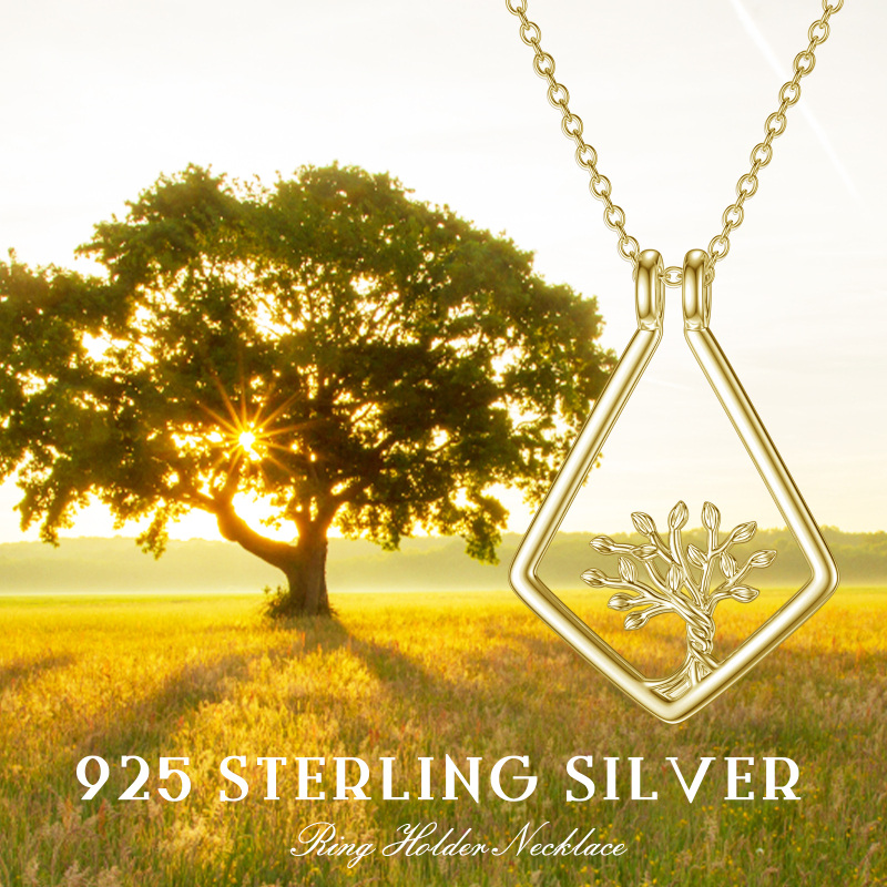 Collier pendentif arbre de vie bicolore en argent sterling-5
