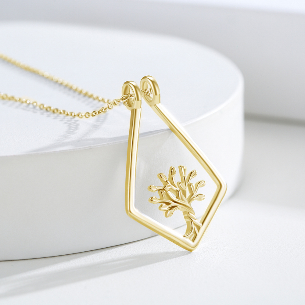 Sterling Silver Two-tone Tree Of Life Pendant Necklace-7