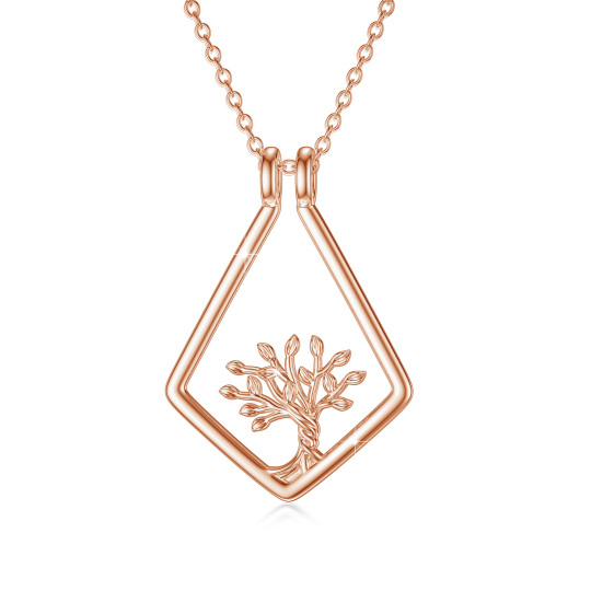 Sterling Silver Two-tone Tree Of Life & Ring Holder Pendant Necklace