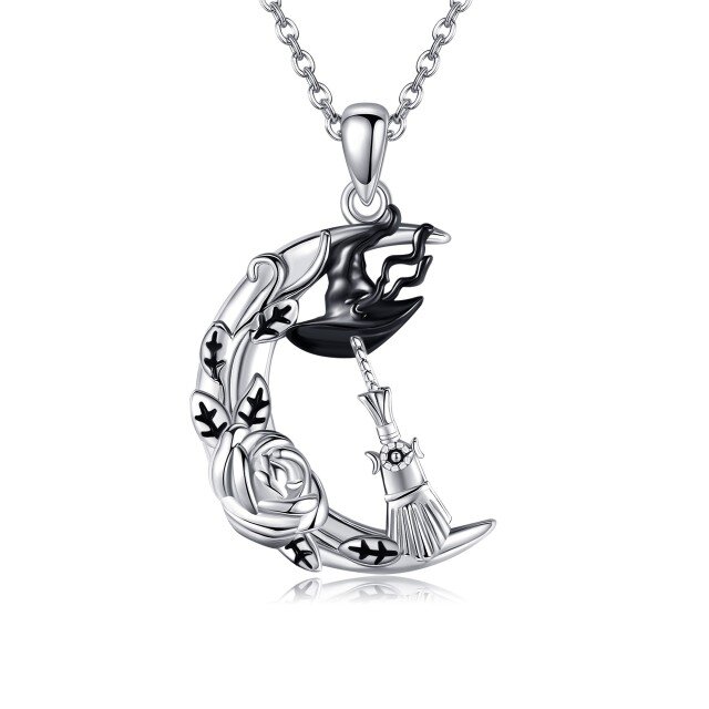 Collana con ciondolo strega bicolore in argento sterling-1