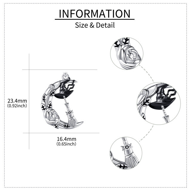 Colar com pingente de bruxa em dois tons de prata esterlina-5