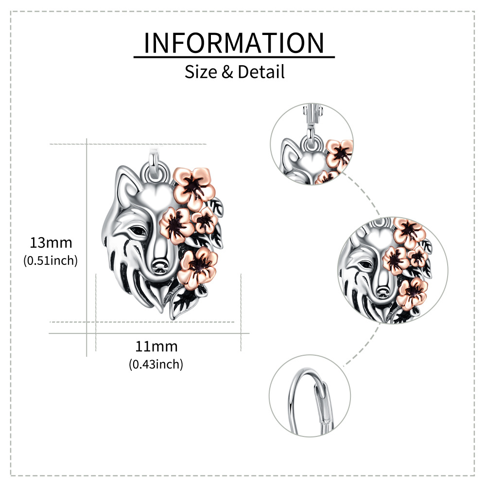 Sterling Silver Two-tone Wolf Lever-back Earrings-6