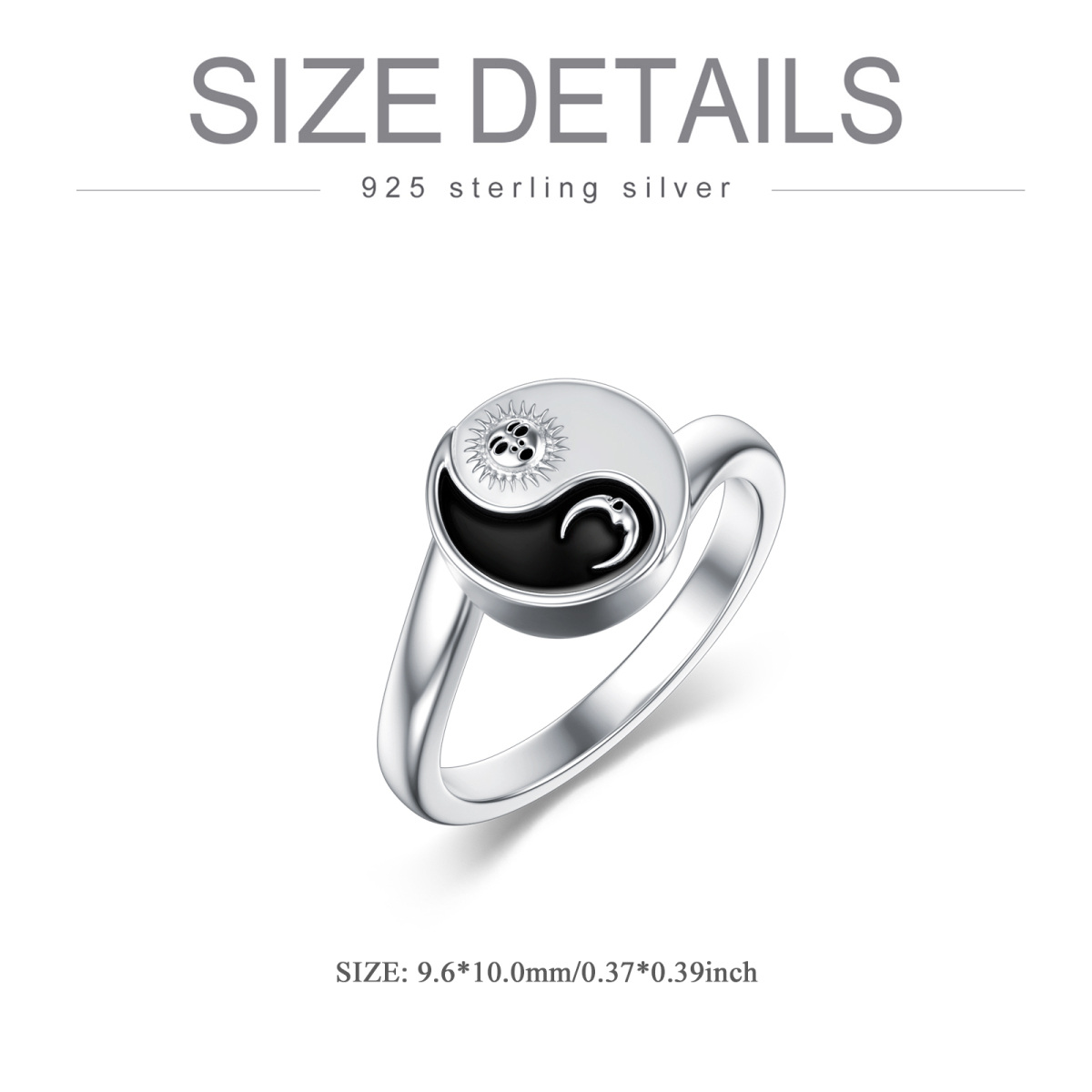 Sterling Silver Two-tone Yin Yang Urn Ring-6